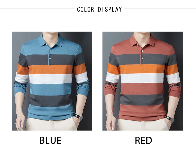 Men&prime; S Custom Pique Striped T Shirt Golf Polo Shirts Short Sleeve