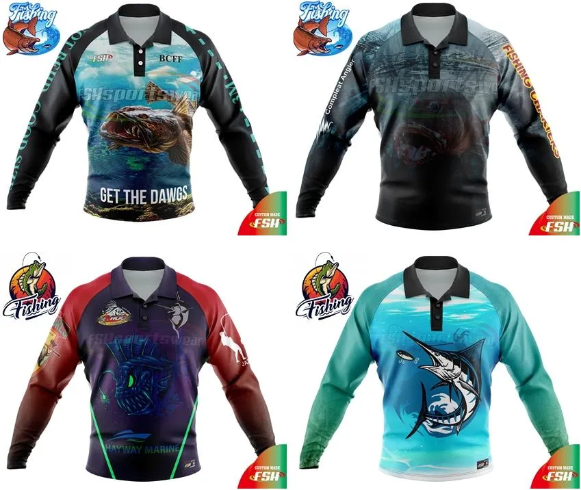 Hot Sale New Design Custom Made Full Sublimation Print Breathable Anti-UV Polo Collar Fishing Shirt