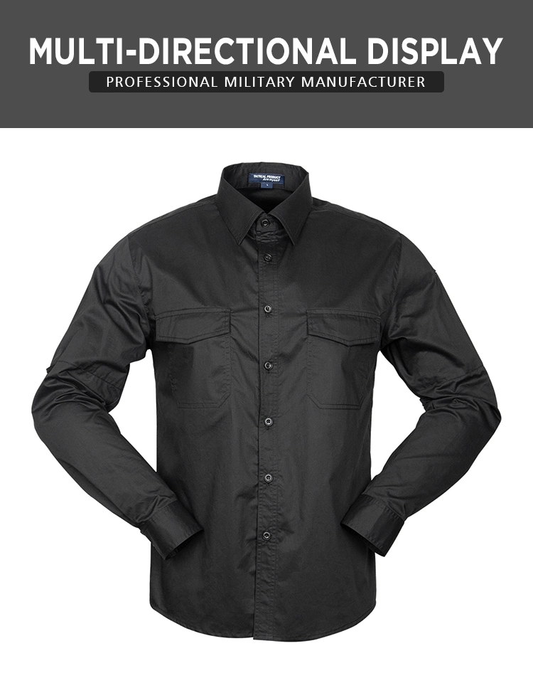 100% Cotton Long-Sleeve Black Hunting Shirts Tactical Shirt