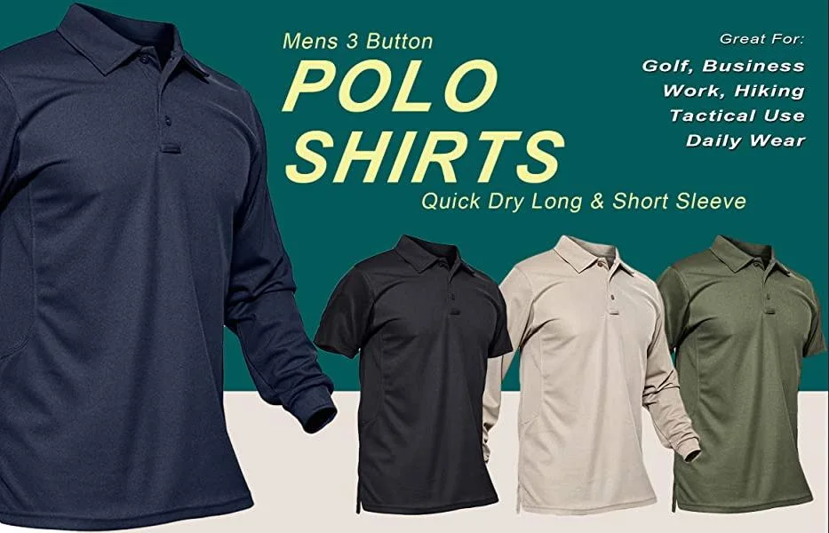 Men&prime;s Polo Shirt Quick Dry Performance Short Sleeve Tactical Shirts Pique Jersey Golf Shirts Plain Cozy Polo T Shirt