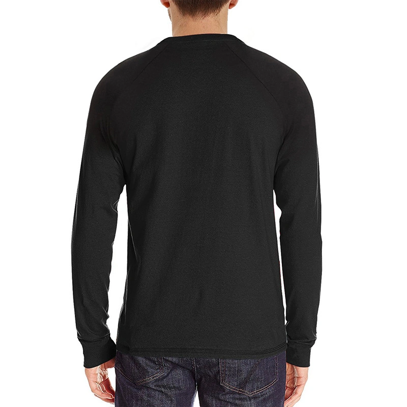 Henry Collar Long Sleeve Plus Sized Customize Patern Wholesale T Shirts for Men