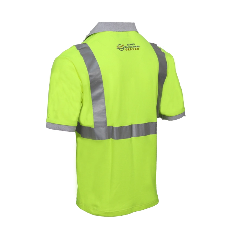 100% Cotton Pique Customized Breathable Reflective Workwear Hi-Vis Polo Shirts