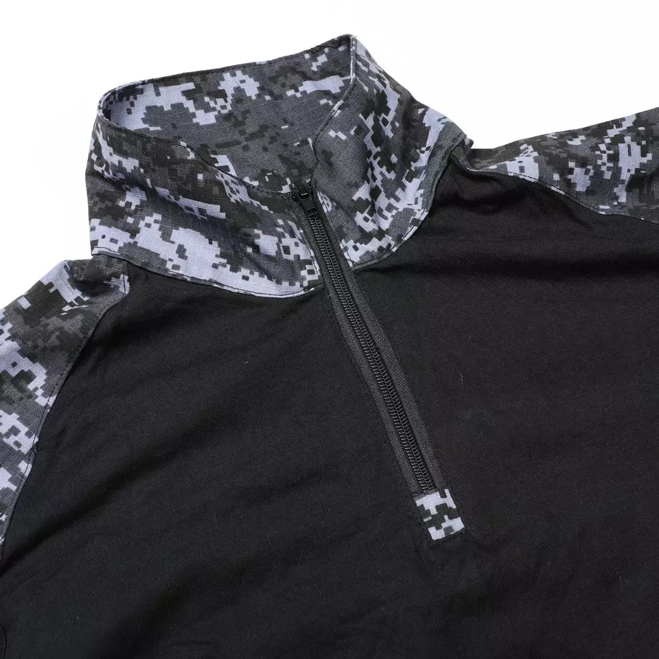 Knitted Rack Cloth Long Sleeve Frog Shirt Black Digital Camo Color Tactical Outdoor Sports