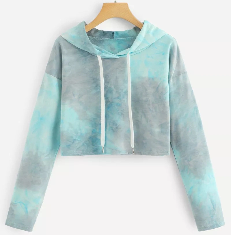 Custom Made Fashion Women Tops Tie Dye Drawstring Hoodie Sweatshirt