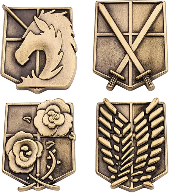 Custom High Quality Hot Sale Anime Low MOQ Personalized Design Attack on Titan Zinc Alloy Antique Plated Badge