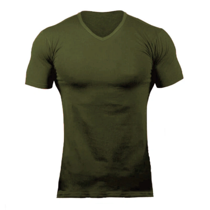 Custom Print Blank Plain V Neck Activewear Cotton Gym Sport T-Shirt for Men