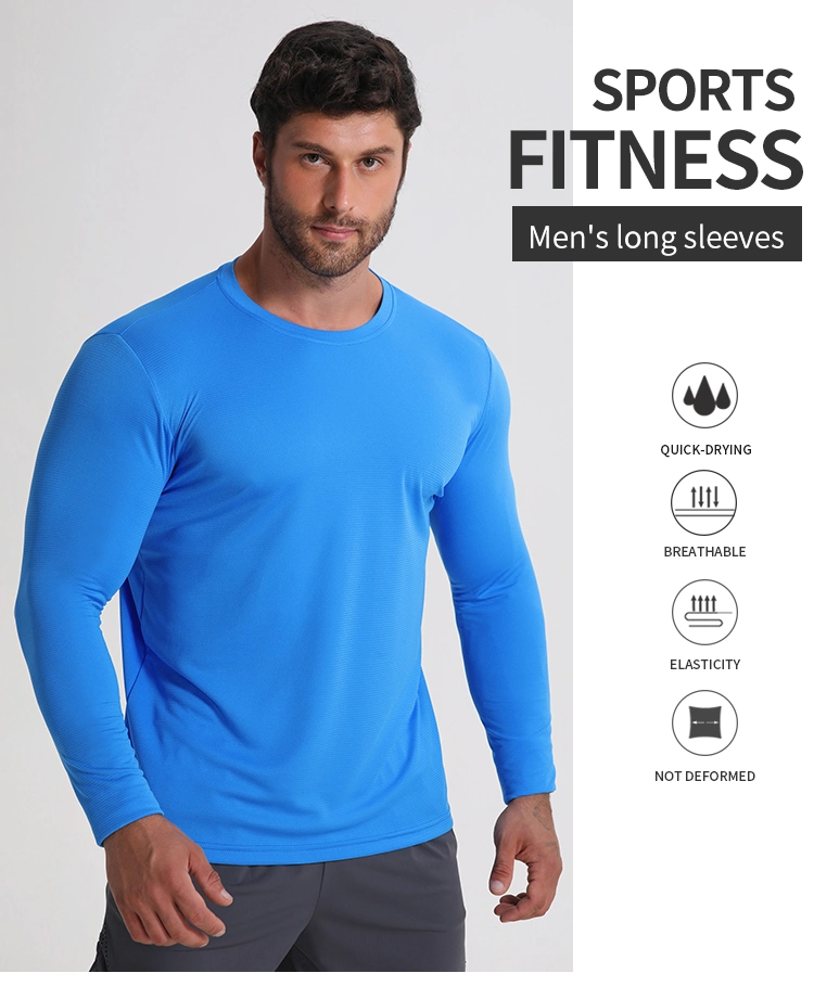 Blank T Shirt Ccustom Print Logo Workout Outdoor Shirts Long Sleeve Men Fabric for Shirt 100 Polyester Casual