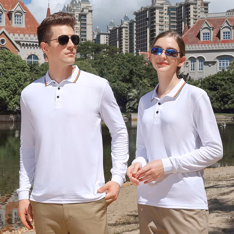 Long Sleeve Cotton Wholesale Custom Embroidery Printing Logo Commercial Advertising Culture Polo Shirt