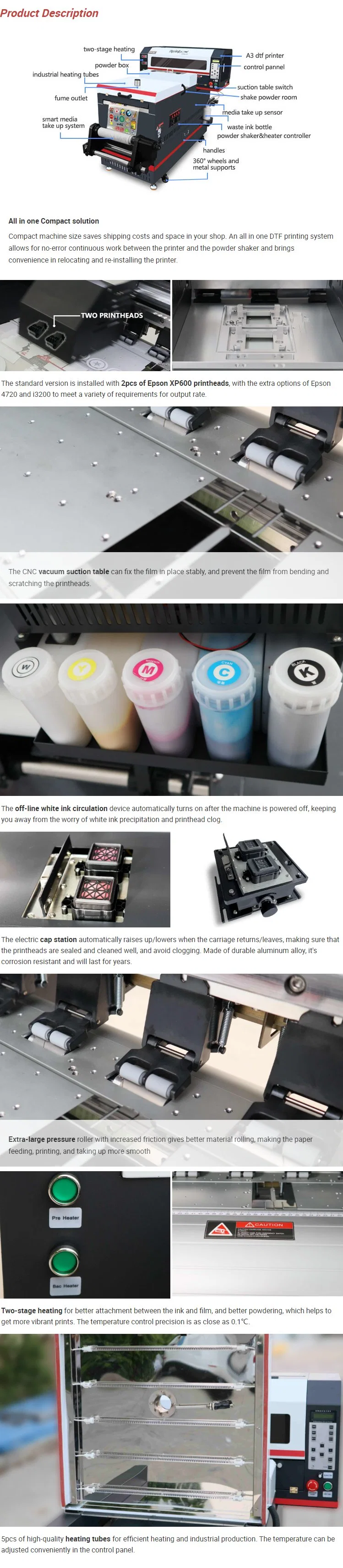 Dtf Printer Printing Machine for T-Shirts Polo Shirts Hoodies 12inch A3 Size Impresora Dtf