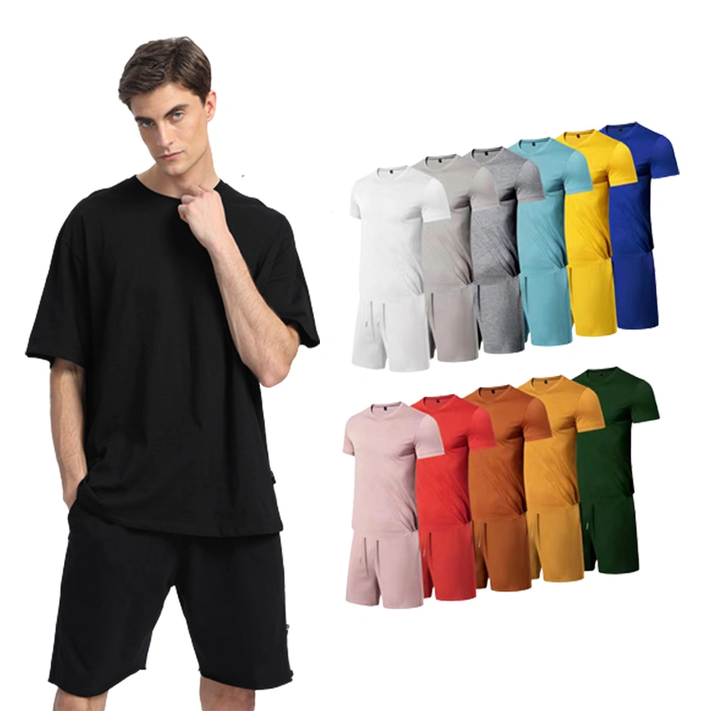 High Quality Summer Tracksuit Jogger Custom Logo Cotton Mens Shorts and T Shirt Sets Men 2 Piece T-Shirt Shorts Set for Men