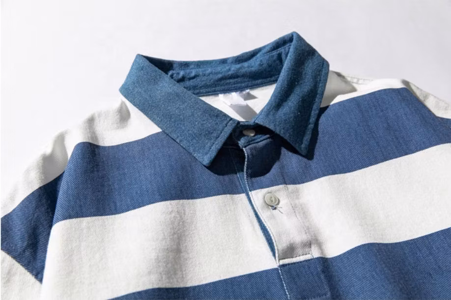 Men Striped Blue Sweatshirt Tees Long Sleeve Mens Streetwear Sports Wear Autumn Clothing Hip Hop Loose Cotton Polo T-Shirts