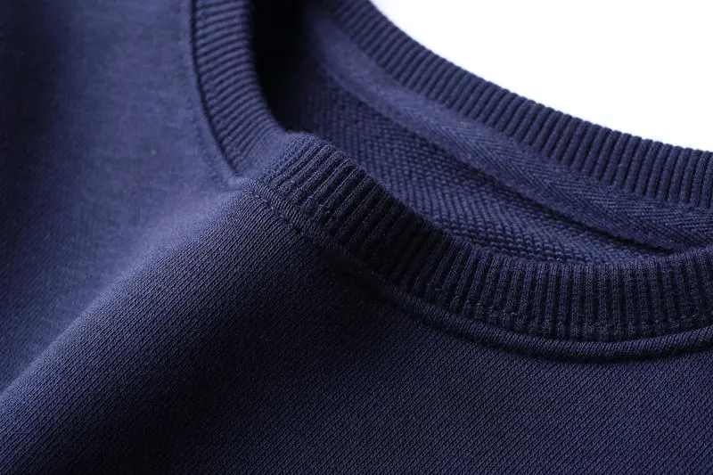 2077#Polyester Cotton Wool Loop Long Sleeve Round Collar Sweater