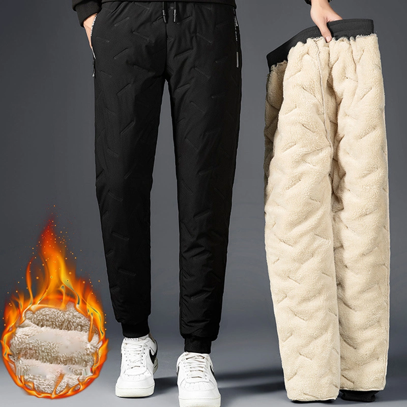 M-7XL High Quality Plus Size Lambs Wool Down Cotton Lining Windproof Waterproof Keep Warm Trousers Male Winter Fleece Pant