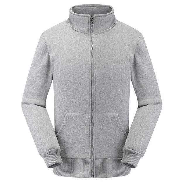 70% Cotton 30% Polyester 280GSM Fleece Zipper up Men&prime;s Sweatshirt with Stand Collar Sweater