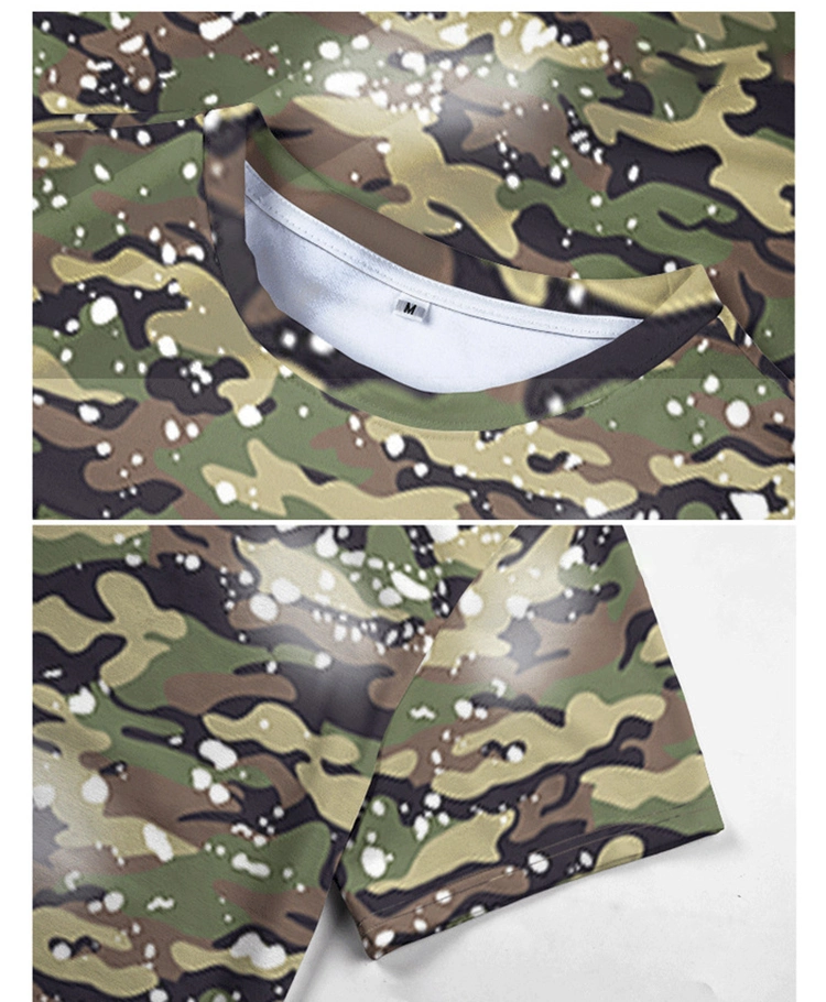 Mens Round Neck Camouflage T Shirt 3D Print Heat Transfers for T-Shirts Sublimation