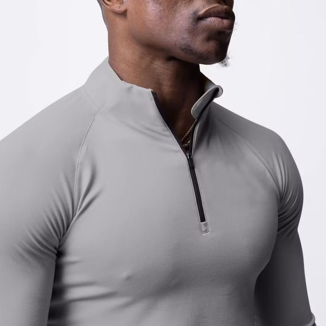 Men&prime;s Performance Active Sports Shirts Quarter Zip Long Sleevbodybuilding Running Tops Outdoor Shirt Winter Fleece Lined Thermal Pullover