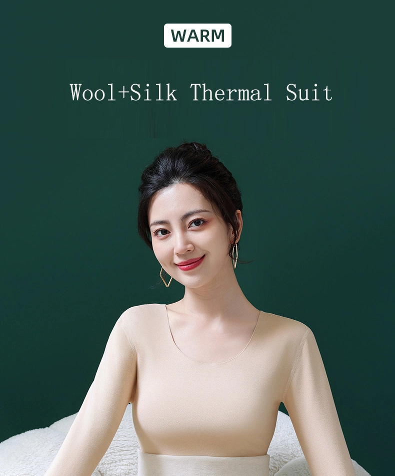 Wool and Silk Thermal Underwear Women&prime;s Suit De Rong Seamless Autumn Pants