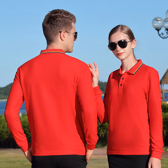 Long Sleeve Cotton Wholesale Custom Embroidery Printing Logo Commercial Advertising Culture Polo Shirt