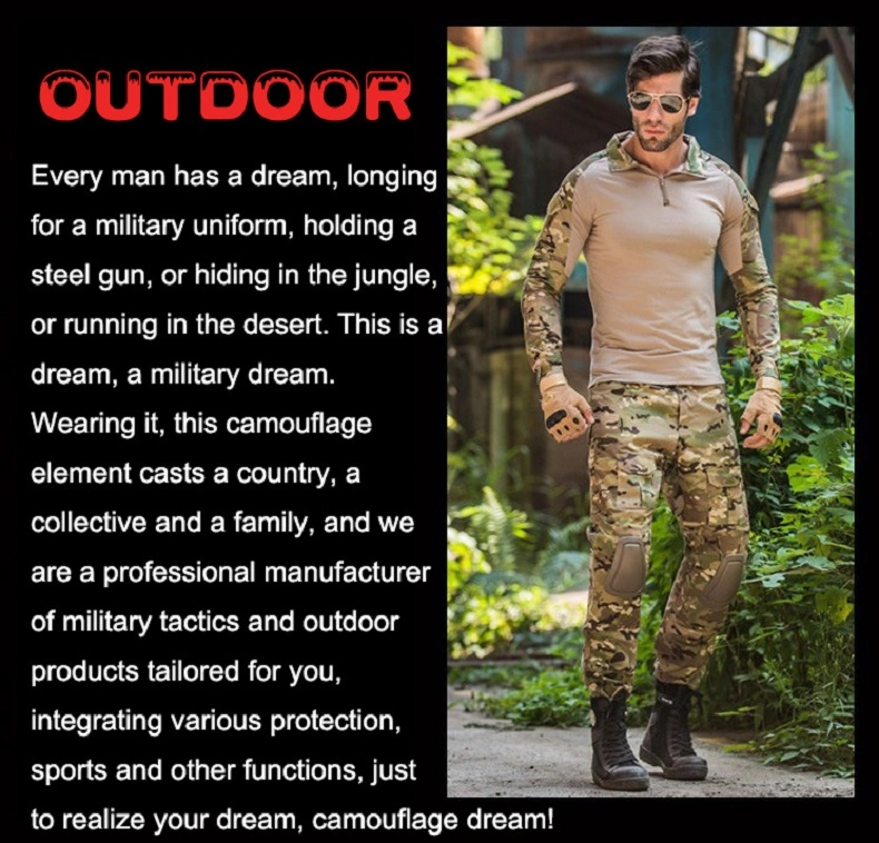 Men Camouflage T-Shirts Combat Clothes Tactical T-Shirt Mil Style Pant Long Sleeve T-Shirts