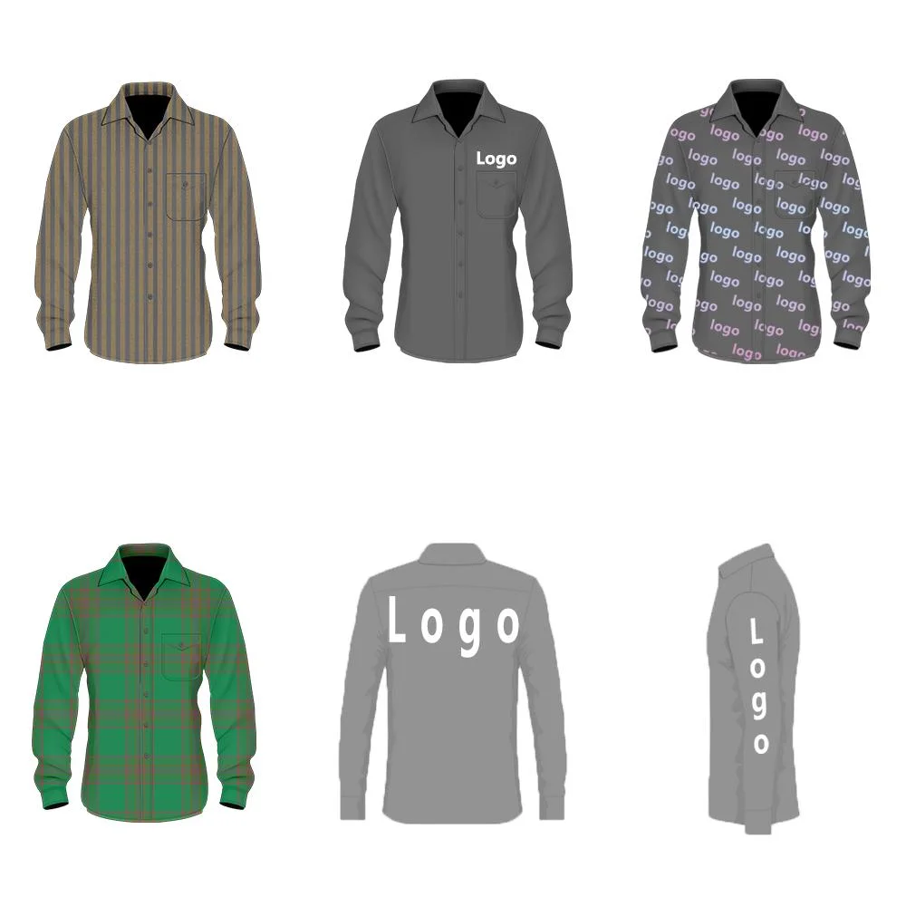 2023 New Arrival 100 Polyester Printed Cheap Classic Long Sleeve Men Custom Logo Shir