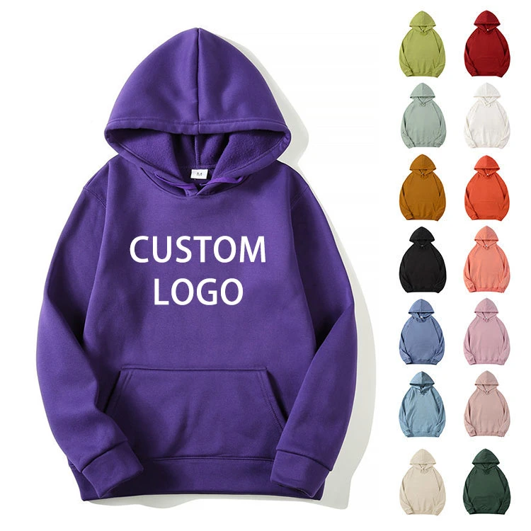 High Quality Classic Pure Color Couple Pullover Hoodie Drawstring Pullover Kangaroo Pocket Sweatshirts