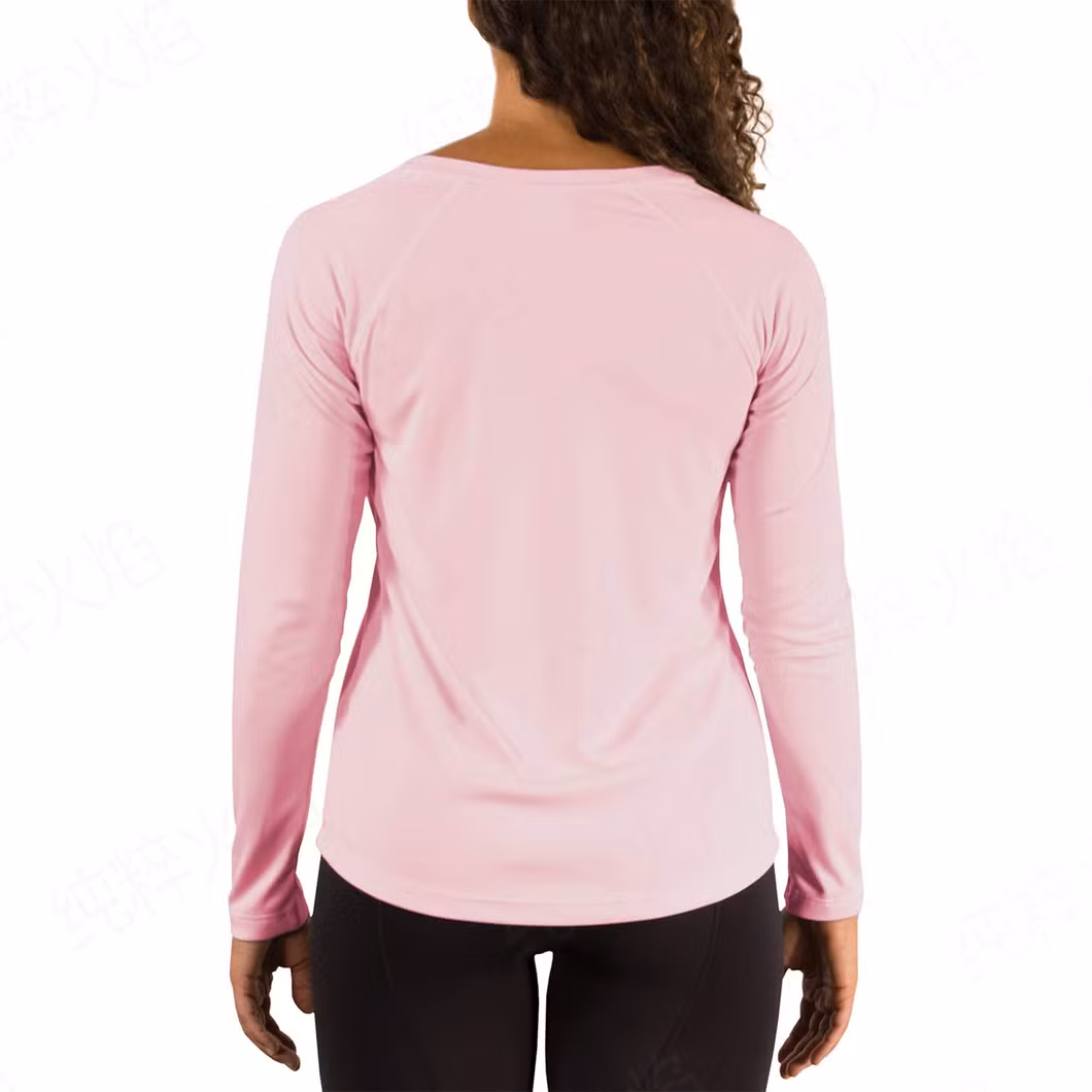 Many Colour Clothing Summer Polyester Quick Dry Body Suits Fitted Top Long Sleeve V Neck Women&prime;s T-Shirts