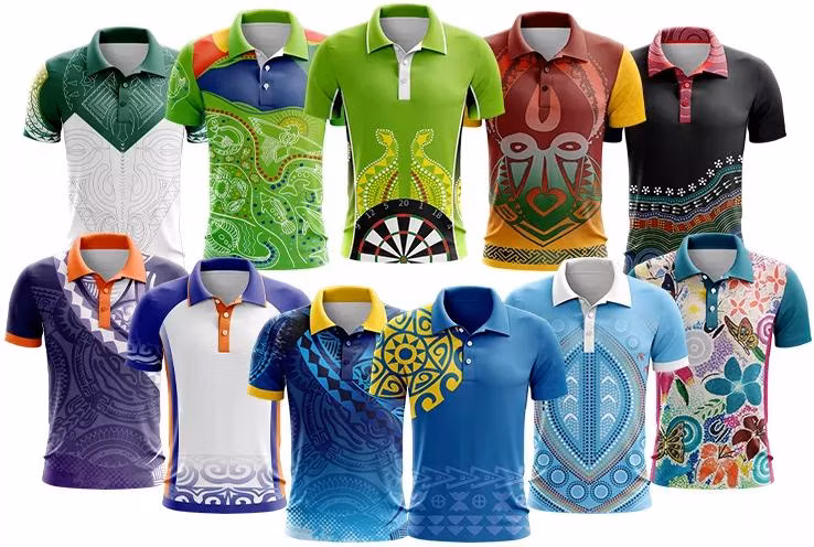 Black and White Transfer Printing Short Sleeve Customized Men Wear Polo Shirts