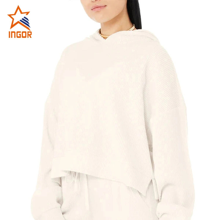 Ingor Sportswear Workout Clothes Supplier Custom Women Clothing Activewear Ribbed Knit Hoodies