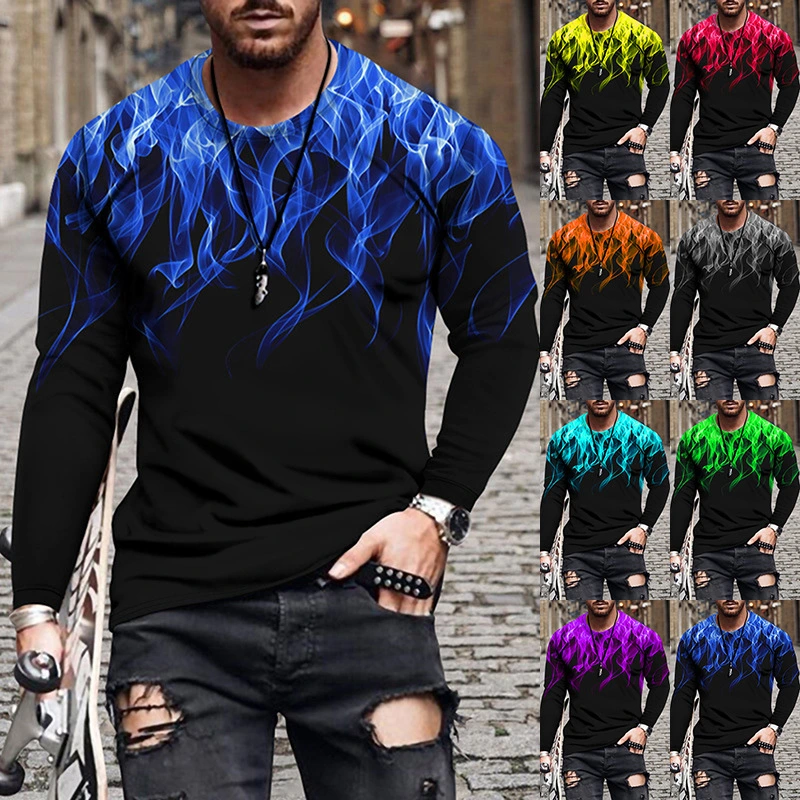 Wholesale All Over Print Plain Cheap Polyester Promotional Long Sleeves Quality Men Fashion Stock Shirt Printed Tshirt Printing T-Shirt Tee Shirts T Shirt