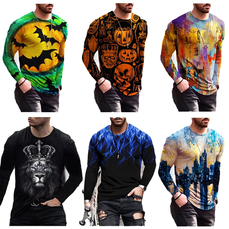 Wholesale All Over Print Plain Cheap Polyester Promotional Long Sleeves Quality Men Fashion Stock Shirt Printed Tshirt Printing T-Shirt Tee Shirts T Shirt