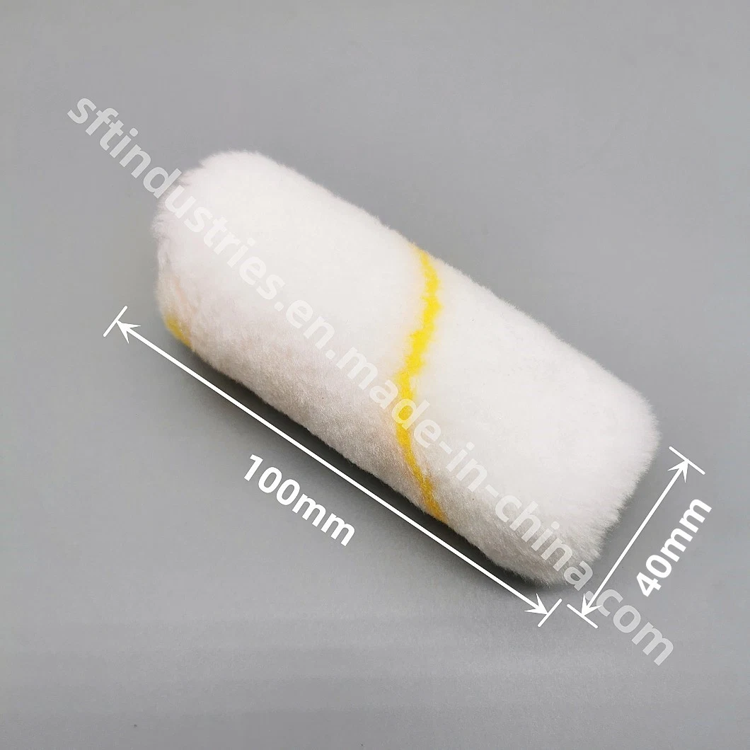 Wool Roller Sleeves White with Yellow Stripe for Epoxy Coating