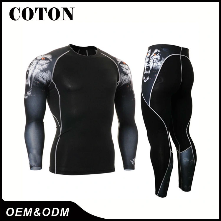 Men Compression Shirt Sports Gym Bodybuilding Long Sleeve Black Running Gym Shirt