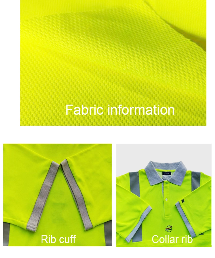 100% Cotton Pique Customized Breathable Reflective Workwear Hi-Vis Polo Shirts