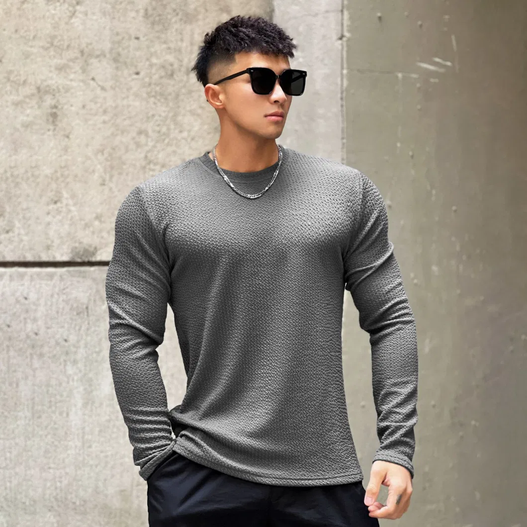 High Quality 95% Polyester Men T-Shirt Street Style Loose Cool T- Shirt Casual Long Sleeve for Men