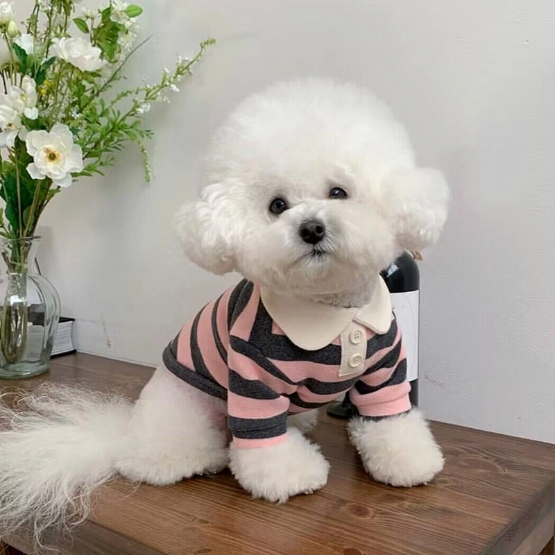 Spring Striped Polo Shirt Thin Teddy Bear