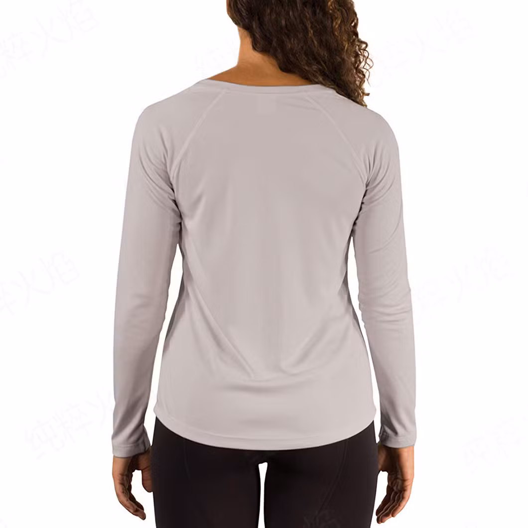 Many Colour Clothing Summer Polyester Quick Dry Body Suits Fitted Top Long Sleeve V Neck Women&prime;s T-Shirts