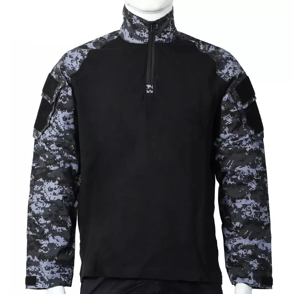 Knitted Rack Cloth Long Sleeve Frog Shirt Black Digital Camo Color Tactical Outdoor Sports