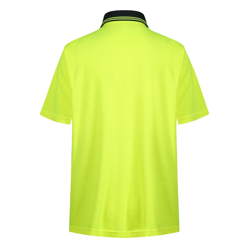 Custom Workwear Sublimation High Visibility Fluorescein Black Bontrast Security Mens Polo Shirt