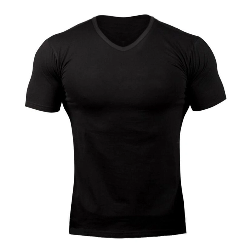 Custom Print Blank Plain V Neck Activewear Cotton Gym Sport T-Shirt for Men