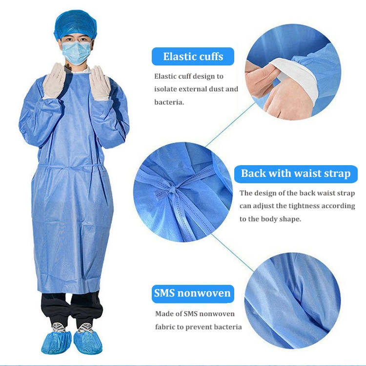 Isolation Gown PE Coated Long Sleeves with Cuff Isolation Gown