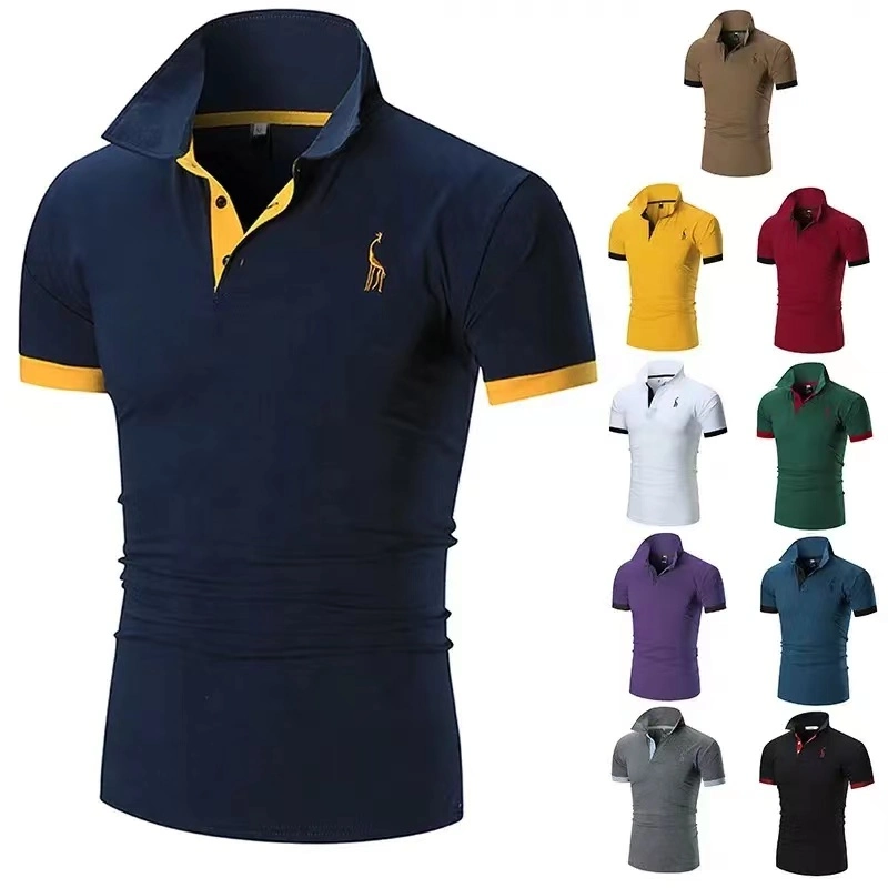 Custom Design Your Own Logo Embroidered Deer Polo Shirts Quick Dry Man Golf Polo T-Shirt Shirts