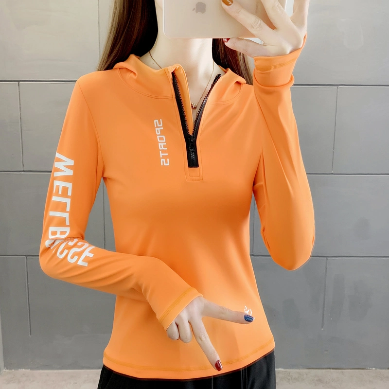 Women&prime;s Tight Yoga Hoodie Outdoor Running Long Sleeve