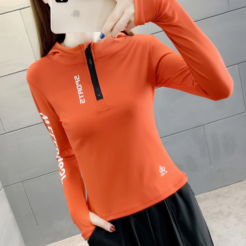 Women&prime;s Tight Yoga Hoodie Outdoor Running Long Sleeve