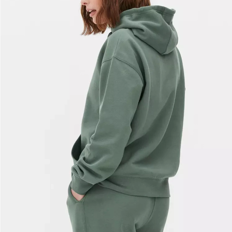 Blank Oversized 400 GSM Cotton Green Drawstring Hoodies for Women