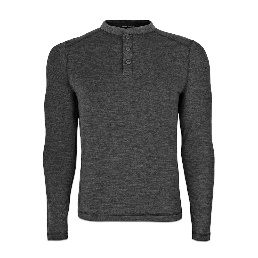 Men&prime; S Merino Wool Long Sleeve Henley Shirt