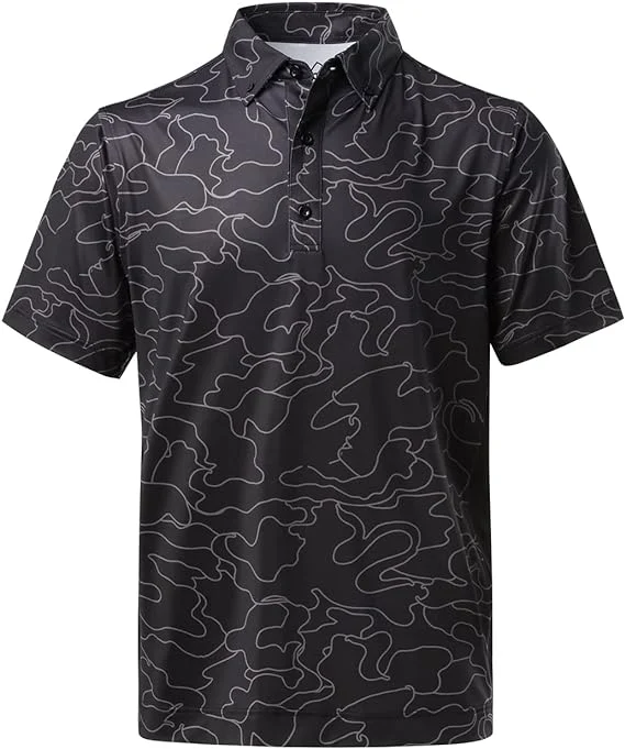 Sublimation Golf Polo T Shirt for Men Performance Print Quick Dry Moisture Wicking Short Sleeve Mens Golf Shirts