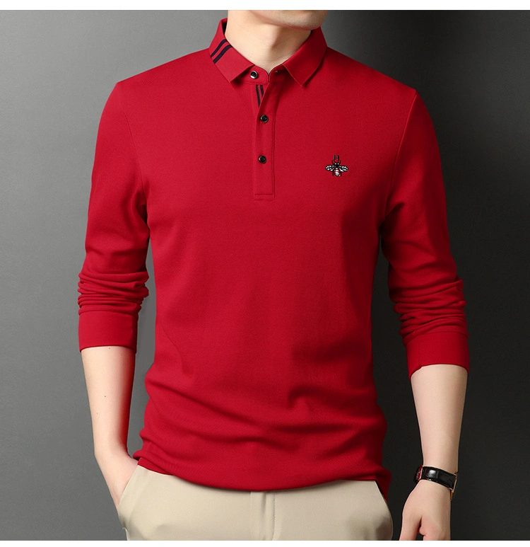 Spring and Autumn Long Sleeved Men&prime;s Polo Shirt Cotton Casual Men&prime;s T-Shirt Embroidered Loose Men&prime;s Polo Shirt