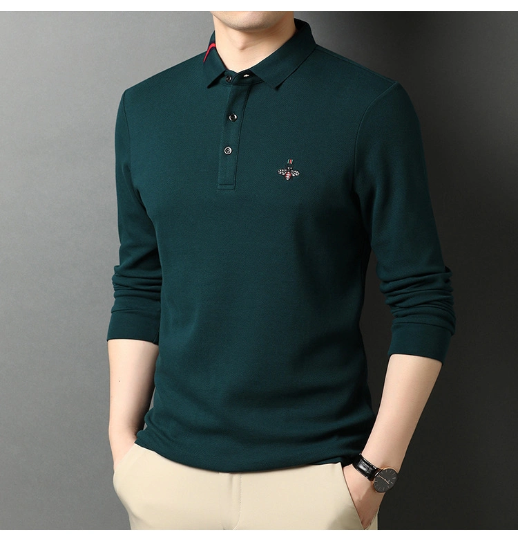 Spring and Autumn Long Sleeved Men&prime;s Polo Shirt Cotton Casual Men&prime;s T-Shirt Embroidered Loose Men&prime;s Polo Shirt