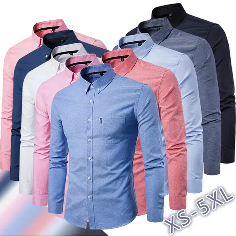 New Cotton Men&prime;s Shirt Long Sleeved Cotton Oxford Casual Men&prime;s Shirt