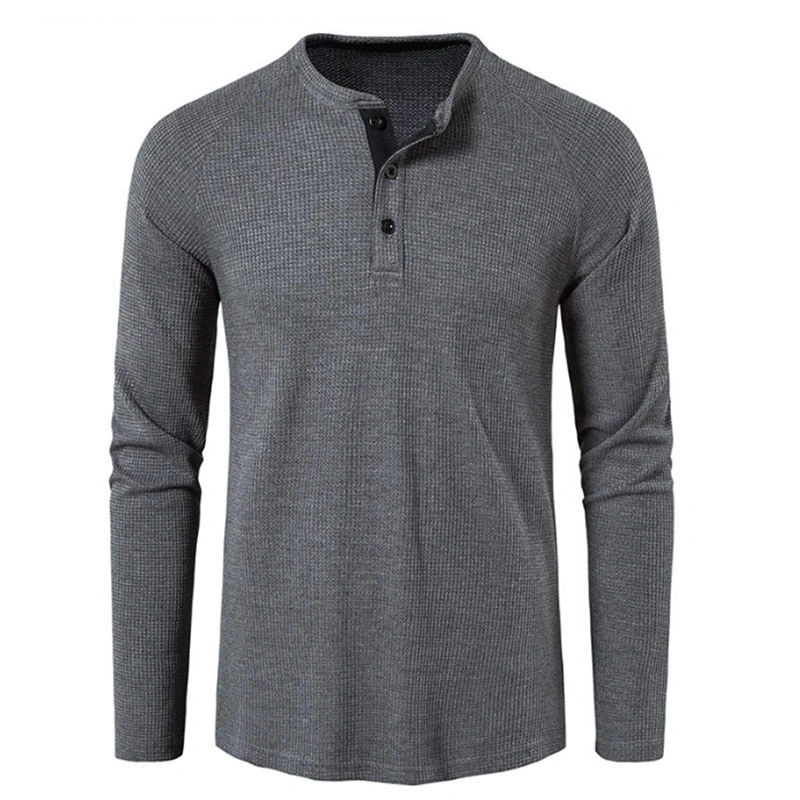 Custom Long Sleeve T Shirt Men&prime;s Henley T Shirts Wholesale